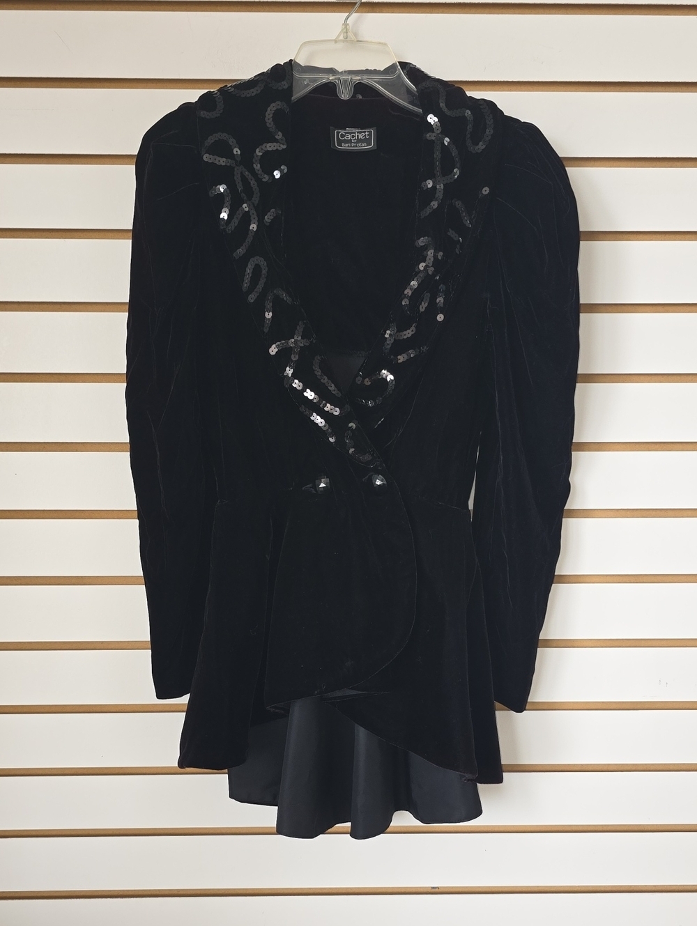 Vintage 80s Cachet Velvet Sequin-Trim Blazer